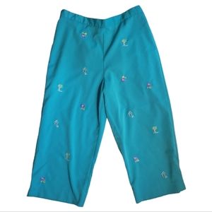 Alfred Dunner Teal Embroidered Pants